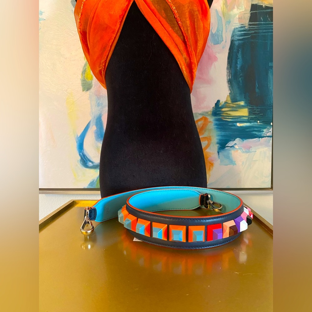 Fendi Blue / Multi Colored studded Bag Strap.Strap You.